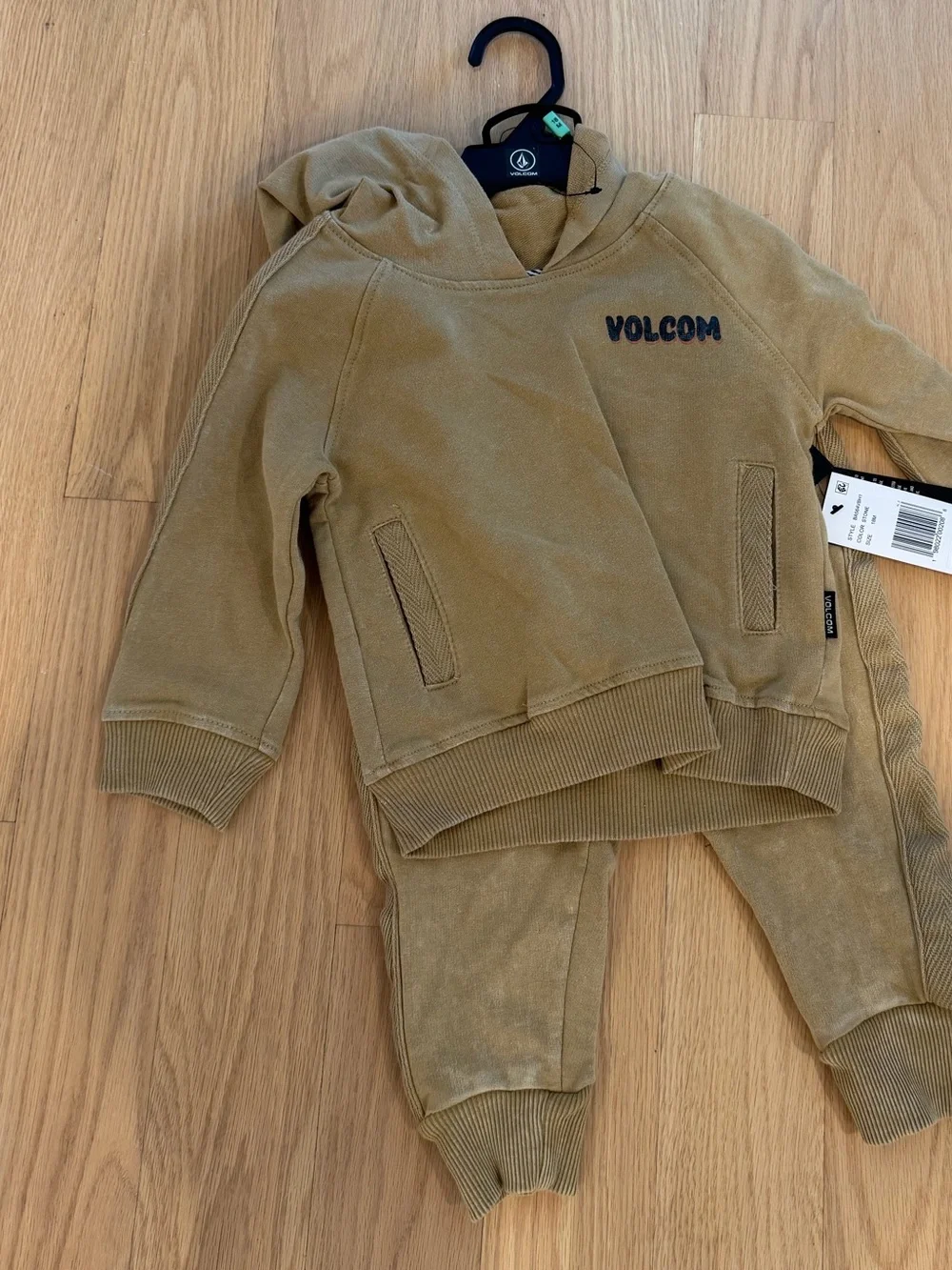 Volcom Tan Hoodie and Jogger Set with Pastel Beach Graphic
